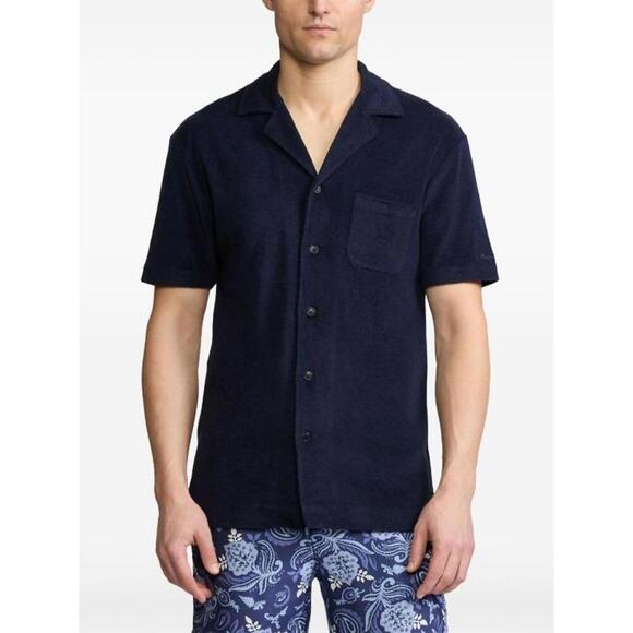 Ralph Lauren Other - Ralph Lauren Purple Label Terry-Cloth Camp Shirt Navy Men’s L Short Sleeve